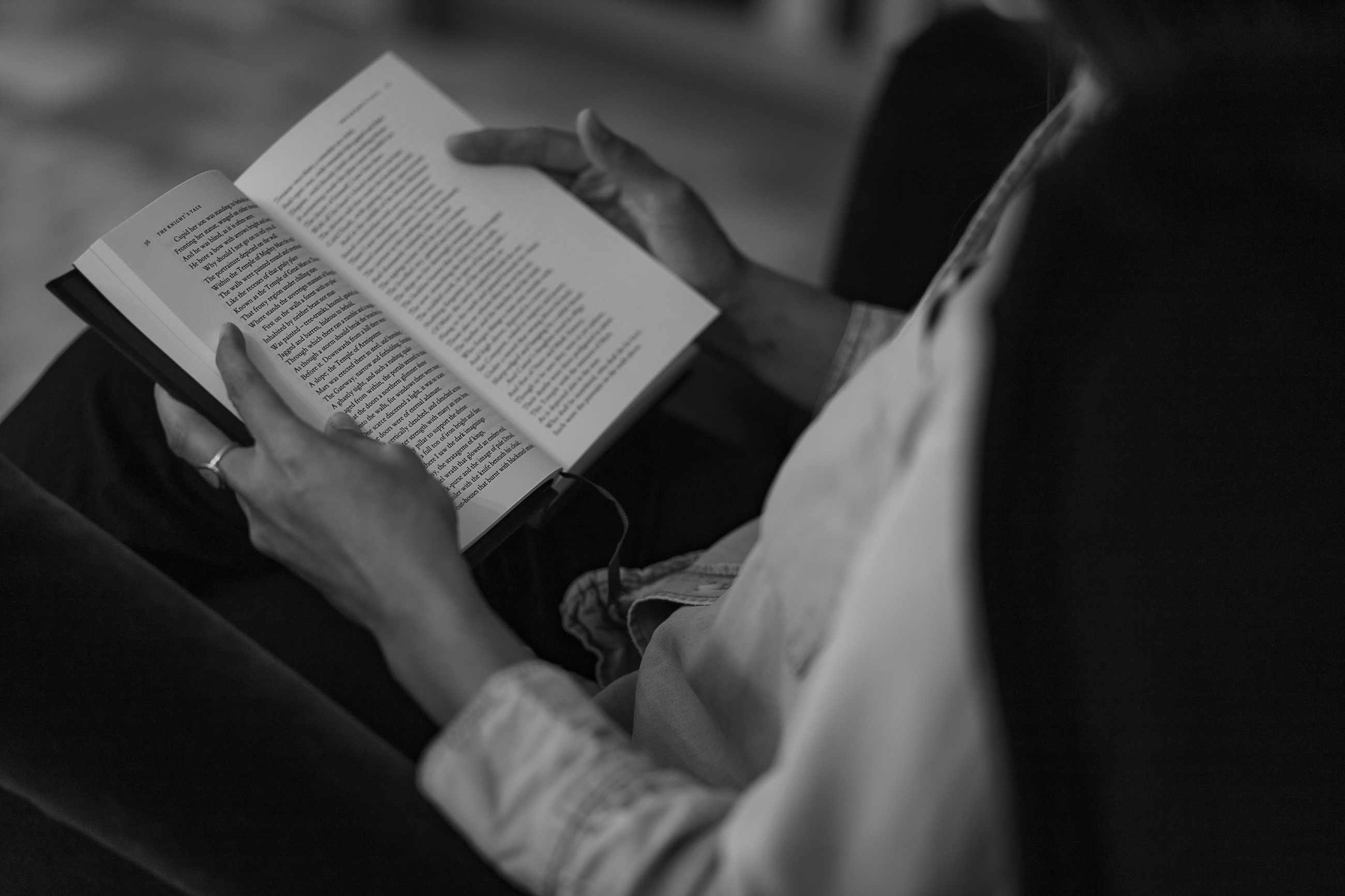 Jaclyn reading a book.